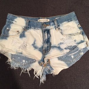 Distressed jean shorts